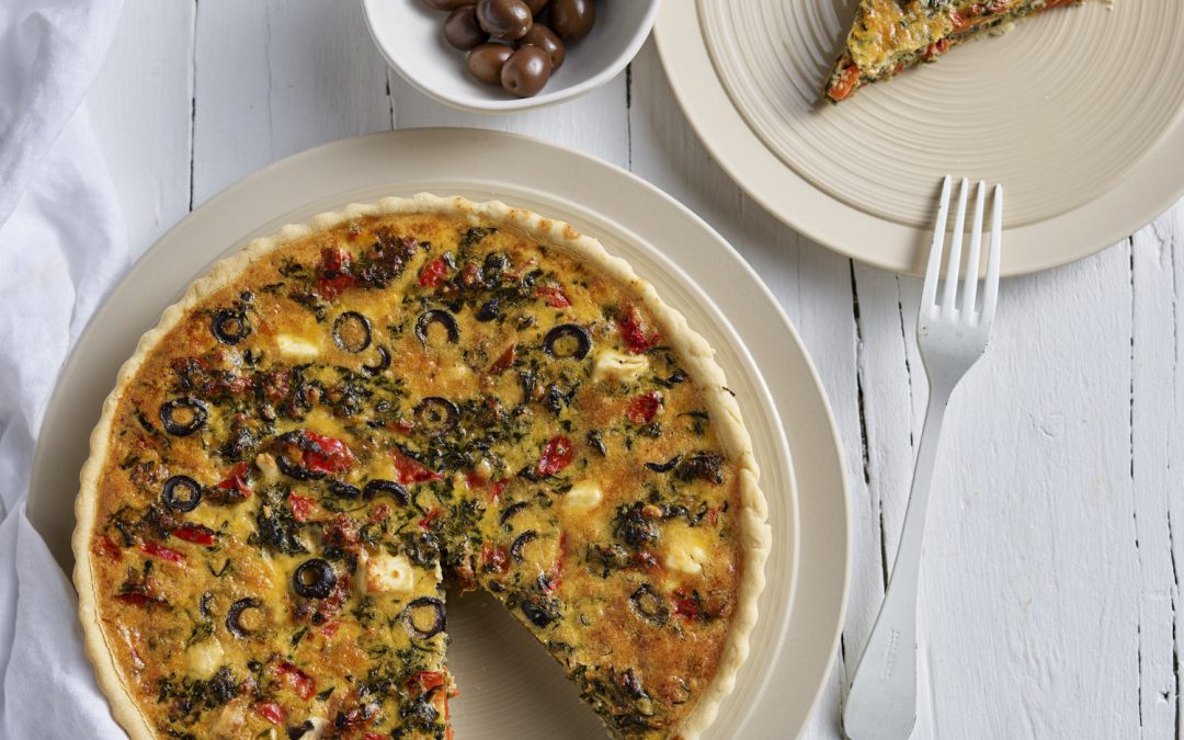QUICHE VEGETARIANA CON ESPINACAS Y PIMIENTO ROJO
